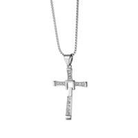 Collier pendentif croix style Dominic Toretto, zircon, acier inoxydable, bijoux tendance, cadeau pour femmes et hommes