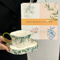 Ensemble tasse à café et soucoupe en porcelaine moderne de 250ml tasse à thé de l'après-midi tasse à latte cadeau d'affaires souvenir