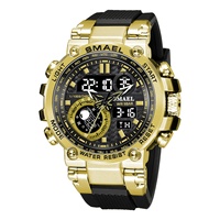 Jam Tangan Sport SMAEL CHARM Quartz 1803B Analog-Digital Layar LED Stopwatch Alarm Kronograf Tahan Air 5BAR 46mm