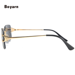 Boyarn nhà máy bán buôn rechteckige sonnenbrille randlose cách Quadrat lông frauen gradienten objektiv rahmenlos sonne <span class=keywords><strong>glaser</strong></span> - Product Image 5