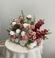 Boule de fleurs artificielles personnalisée de haute qualité M-FB138, rose bordeaux et bleue, pour décoration de mariage, fête, événement, centre de table
