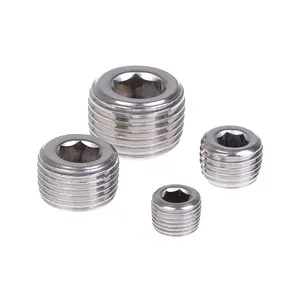 1/8 "1/4" 3/8 "1/2" NPT Macho SS304 Pneumático Interno de Aço Inoxidável Cabeça Hex Soquete Escareados Plugue da Extremidade Do Encaixe de Tubulação