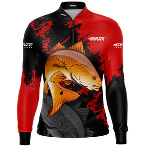 Logo personalizzato sublimazione Marlin Fish rapida asciugatura UPF50 + protezione solare manica lunga da pesca abbigliamento da uomo 1/4 con cerniera Polo da pesca - Product Image 2