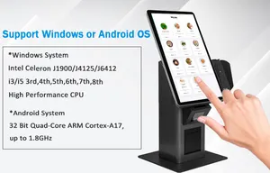 Titik penjualan panas semua dalam satu 21.5 inci sistem POS ritel Windows Terminal POS penjualan putih teknis Audio CPU Video layar sentuh