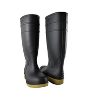 Bottes de chasse noires pour hommes Welly, bottes imperméables, chaussures hautes avec embout en acier