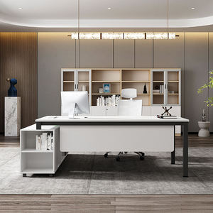 Muebles de Oficina Modernos, <span class=keywords><strong>Escritorio</strong></span> Ejecutivo de Madera, Conjunto de <span class=keywords><strong>Escritorio</strong></span> Ejecutivo en Forma de L, Mesa de Oficina Blanca - Product Image 5