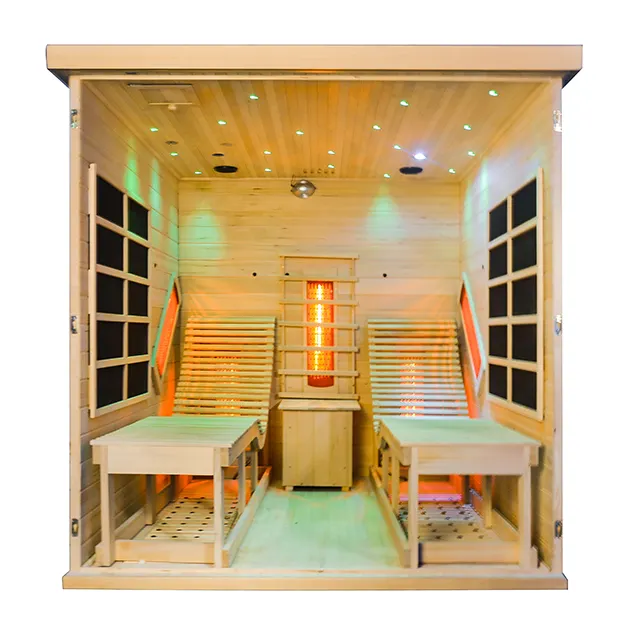 Sauna infravermelha de luxo, sauna infravermelha de espectro completo para duas pessoas, sauna doméstica infravermelha