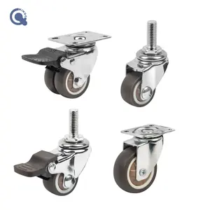 Aksesoris furnitur 1-3 inci TPR karet Caster Plate sekrup putar roda Caster