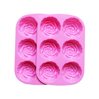 6 cavités grande fleur de rose moule en silicone moule en résine écologique pour gâteau chocolat bonbons glaçon fabrication de savon