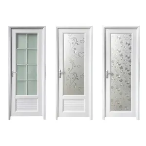 China Supplier Glass Doors Interior UPVC Fiber Bathroom Doors Designs