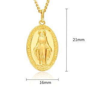 จี้พระแม่มารีทองคำ 18k พร้อมสร้อยคอสำหรับผู้หญิง Xinfly - Product Image 5