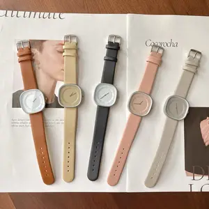 Custom ized Logo Armbanduhr Großhandel neues Design Leder Mädchen Uhr Genf Luxus Handgelenk Damen Leinwand Quarzuhr für Frauen