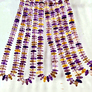 Cuentas de Cuarzo Ametrino Natural de Lujo Grado AAA, Corte Alemán, Forma Facetada, Tamaño 7-9mm, Hilo de 14 Pulgadas, Certificado CCGTC, de Moda - Product Image 1