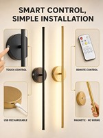Applique murale LED sans fil rechargeable, sans câblage, chargement USB, fixation magnétique, intensité réglable au toucher, lumière murale moderne