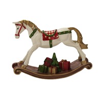Cheval à bascule décoratif de Noël en résine synthétique, artisanat, cadeau, ornement pour la maison, le salon, la bibliothèque, pour amis