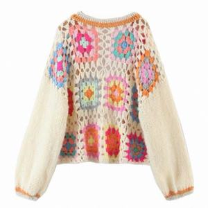 Cardigan en maille <span class=keywords><strong>de</strong></span> <span class=keywords><strong>mohair</strong></span> pour femme, coupe courte, style vintage, motif floral carré, boutons personnalisés, modèle 2026 - Product Image 5
