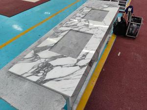 Venta caliente, nuevo diseño de lujo, Arabescato, <span class=keywords><strong>piedra</strong></span> de mármol blanco, doble fregadero, tocador independiente, conjunto de muebles de baño - Product Image 4