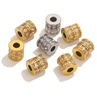 Bijouterie tendance plaquée or 18 carats Perles entretoises en acier inoxydable CZ Perles de pierres précieuses Zircon cubique Composants de fabrication de bijoux en diamant