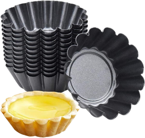Stampi <span class=keywords><strong>per</strong></span> crostatine in acciaio al carbonio antiaderenti riutilizzabili <span class=keywords><strong>per</strong></span> dolci, pasticceria, dessert, cupcake, utensili da cucina - Product Image 2