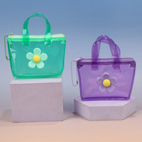 UIOWIO Tas Tangan Mini Kreatif Baru Kustom, Tas Penyimpanan Earphone PVC Tahan Air untuk Pelajar, Dompet Resleting, Tempat Kartu, Dompet Koin