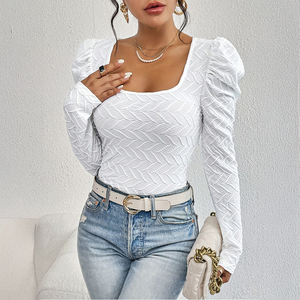 Camiseta de manga princesa de tela texturizada con forro, 1 pieza - Product Image 1