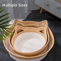 Lit pour chat tissé résistant aux rayures, nid rond pour chat, maison pour chat en coton et lin, lit de couchage à double usage