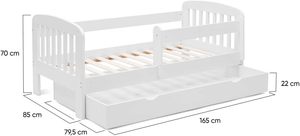 Cama de madera de color blanco para niños, muebles de dormitorio con 1 cajón, marco de madera resistente para niños pequeños, cama en forma de casa, diseño para niños - Product Image 6
