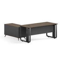 Meubles de bureau de direction modernes et luxueux, bureau de direction en forme de L convertible avec tiroir pour dossiers, pour l'espace de travail du PDG ou du directeur
