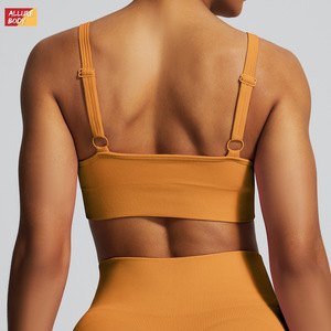 Sujetador Deportivo Allure Body Seamless Yoga, Copa Mediana, Alta Elasticidad, Amarillo, Cuello en V, para Mujer, Entrenamiento, Fitness, Running - Product Image 1