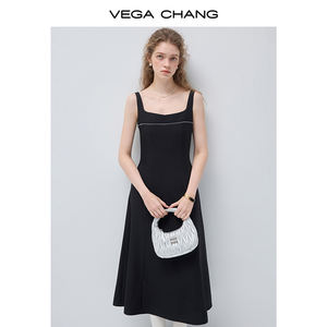 Robe nuisette VEGA CHANG personnalisée style français à col carré avec surpiqûres contrastées, nouvelle conception cintrée à la taille pour femme - Product Image 5