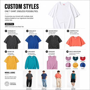 Camiseta Personalizada de Algodón 100% de 260 g/m², Cuello Redondo, Estilo Urbano, Holgada, para Hombre - Product Image 4