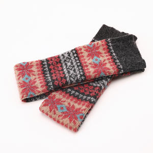 सर्दियों के आदिवासी ज्यामितीय स्नोफ्लेक जैक्वार्ड जातीय खरगोश के बालों की महिलाओं को घुटने की उच्च जांघ के ऊपर बुना हुआ जैक्वार्ड पैर गर्म बूट मोजे - Product Image 5