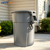 Poubelle ronde de 55 gallons, bac à déchets en plastique robuste avec poignée pour le recyclage en extérieur