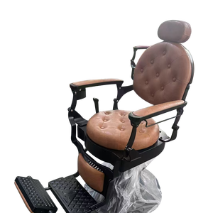 Chaise d'attente <span class=keywords><strong>de</strong></span> <span class=keywords><strong>barbier</strong></span> vintage en or, pliable et inclinable, portable en cuir fabriqué avec du métal durable - Product Image 5