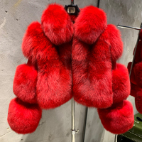 Manteau en fourrure de renard à col montant et manches longues, veste courte en vraie fourrure de renard, manteau en fourrure moelleuse pour femme