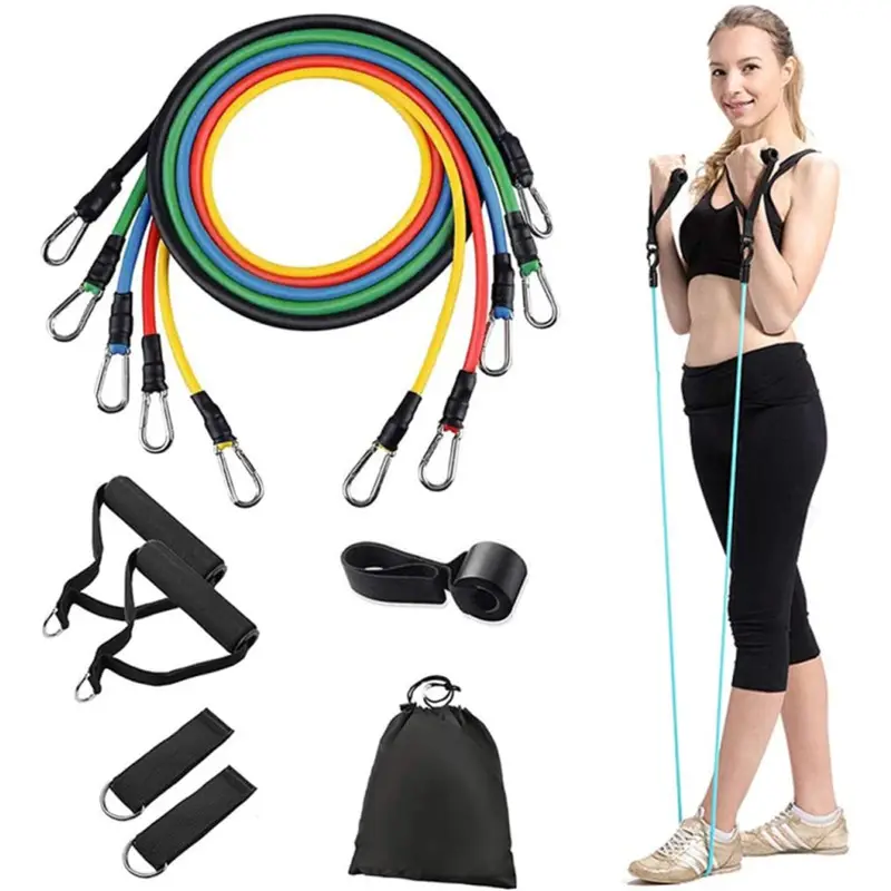 Gedeng 11Pc Weerstandsbanden Set Expander Yoga Oefening Fitness Rubberen Buizen Band Stretch Training Home Gyms Workout Thuis