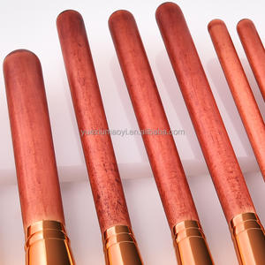 Ensemble de 14 pinceaux de maquillage professionnels pour le visage, manche en bois haut de gamme, poils synthétiques, couleur <span class=keywords><strong>acajou</strong></span>, avec étui. - Product Image 4