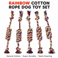 Ensemble de jouets à mâcher pour chien en corde de coton arc-en-ciel, jouet à nœuds en corde durable, jouet de dentition pour chiot, jouet de nettoyage des dents pour chiens de taille moyenne à grande