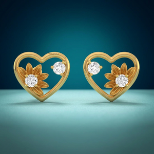 <b>Heart</b> Shape Vintage Diamond Stud <b>Earrings</b> Yellow Gold Rhodium Plated Brilliant Cut Women's Wedding Party Everyday Wear 10K 14K - Product Image 1
