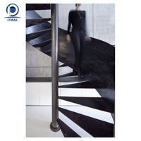 Optima Escalier à arc flottant incurvé de luxe Conception architecturale moderne Marches en bois et acier Escaliers à arc avec lumière LED