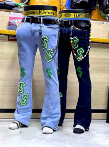 Jeans <span class=keywords><strong>Boyfriend</strong></span> da Uomo a Lavaggio Chiaro con Ricami, Vita Media, Stile Casual Streetwear per Uso Quotidiano - Product Image 6