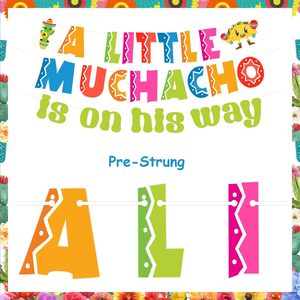 Decoraciones para Baby Shower de Fiesta Mexicana, Banner 'Un Pequeño Muchacho Está en Camino' para Niños, Artículos para Fiesta de Cactus, Tacos y Cinco de Mayo - Product Image 3