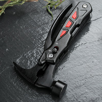 Martillo de Rescate Multifuncional Portátil para Acampar al Aire Libre con Alicates, Cuchillo, Sierra, Lima y Abrebotellas