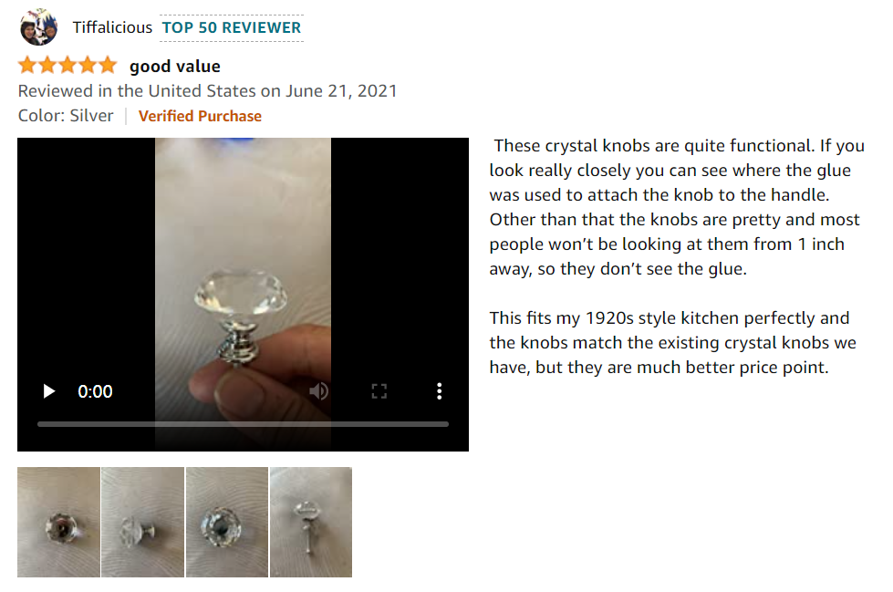 Simbrom Crystal Cupboard Pull with Screws Round Glass Kitchen Cabinet Knob Clear Diamond Furniture Drawer Handle
