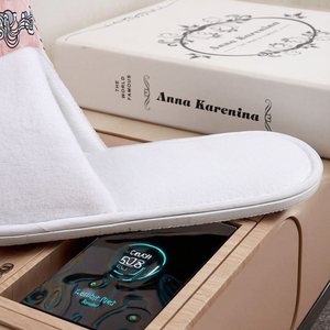 도매 럭셔리 패브릭 100% 면 미끄럼 방지 호텔 편의 시설 일회용 슬리퍼 럭셔리 호텔 편의 시설 호텔 편의 시설 - Product Image 4