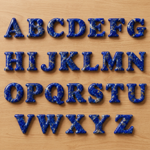 Letras del Alfabeto de Lapislázuli para Joyería, Gemas Minerales Azules Pulimentadas con Vetas Blancas Doradas, Tamaños de 5mm-30mm, Origen AF - Product Image 2