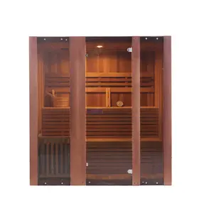 Die heiß verkaufte 4-Personen-Dampfsauna aus roter Zeder mit Harvia/SAWO-Sauna ofen kann individuell angepasst werden
