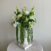 H470 Weiß-Grünes Handgefertigtes Hochzeitsblumen-Arrangement Künstlicher Calla-Lilien-Strauß Rose Hortensie 60cm Blumenball Tischdekoration