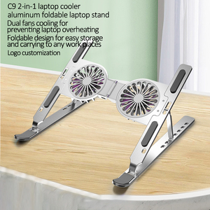 Elevador ajustable para computadora, soporte para computadora portátil, soporte plegable para computadora portátil de aleación de aluminio con <span class=keywords><strong>ventilador</strong></span> de refrigeración - Product Image 2