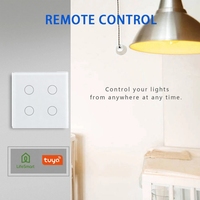 Interrupteur tactile intelligent Hooanke 4 voies, norme EU/UK, interrupteur mural en verre trempé de 3,4 pouces, contrôle Tuya WiFi Alexa, OEM ODM pris en charge.